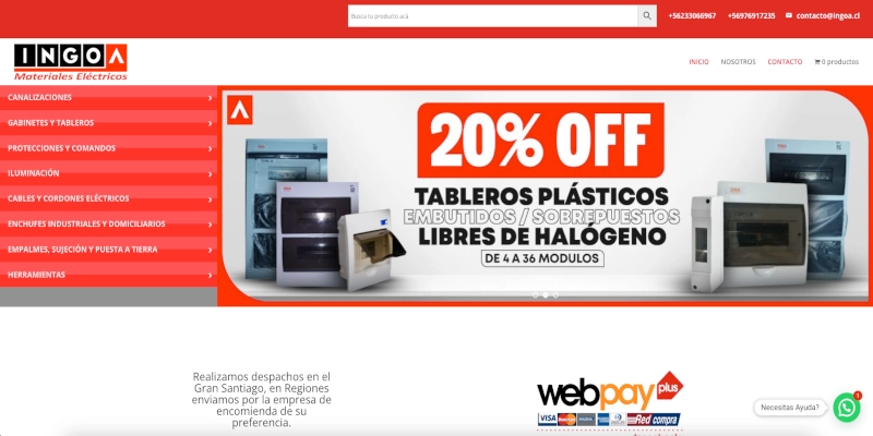 Ingoa - E-Commerce de Ferretería, suministros de electricidad y herramientas. - Proyecto de E-commerce desarrollado por Providesys Chile